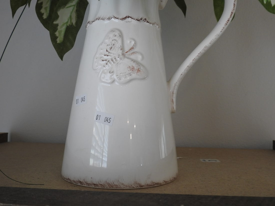 Ceramic Pitcher with Silk Floral Arrangement - 2