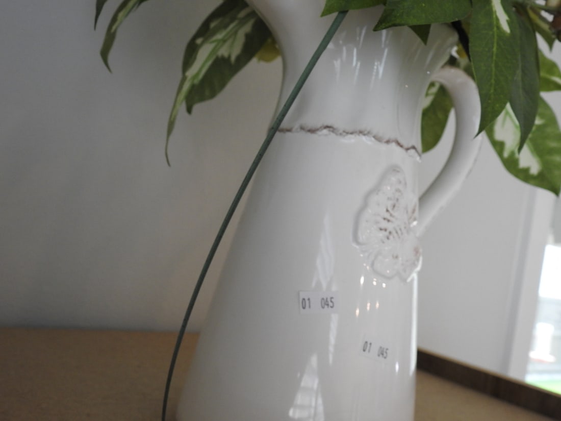 Ceramic Pitcher with Silk Floral Arrangement - 4