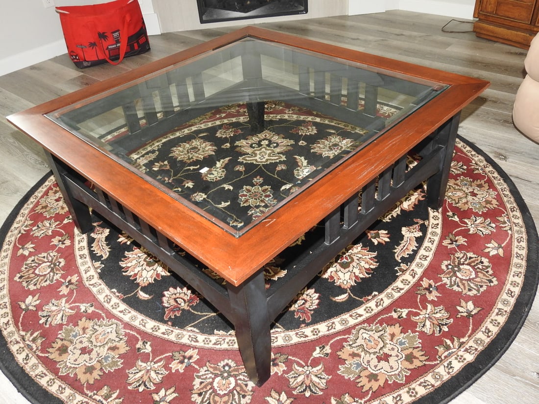 Shaker Style Wood and Glass Coffee Table (1 of 5)