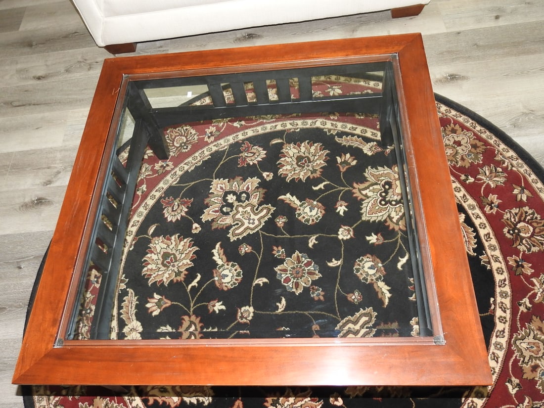 Shaker Style Wood and Glass Coffee Table - 3