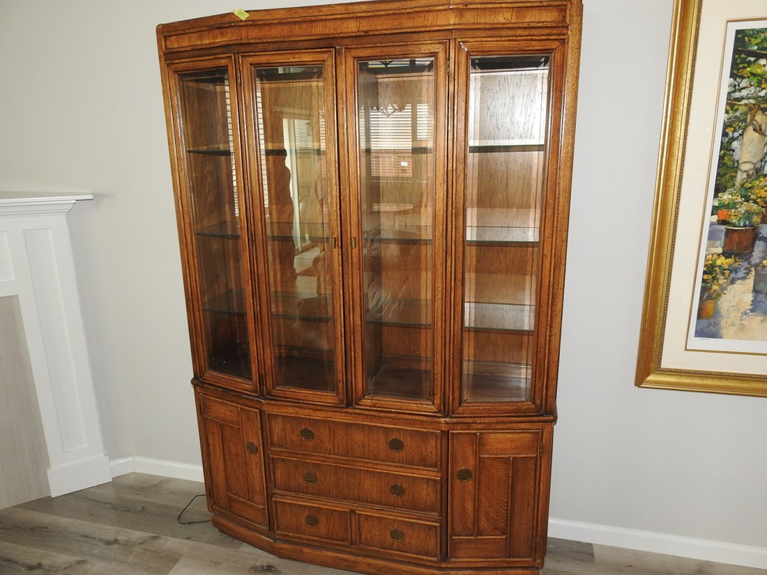 Vintage Wood and Glass China Hutch (1 of 7)