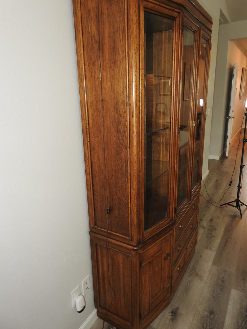 Vintage Wood and Glass China Hutch - 3