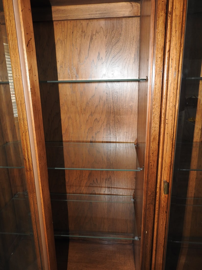 Vintage Wood and Glass China Hutch - 4