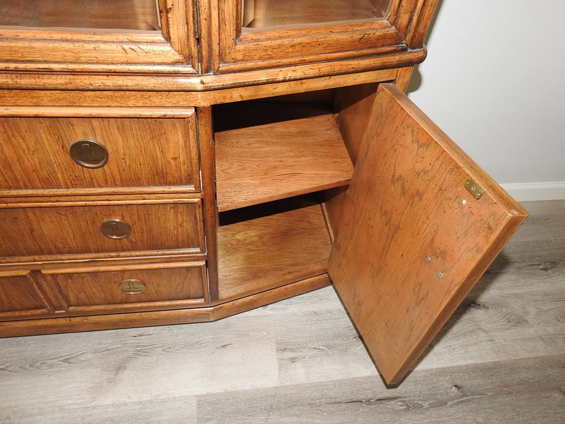 Vintage Wood and Glass China Hutch - 7