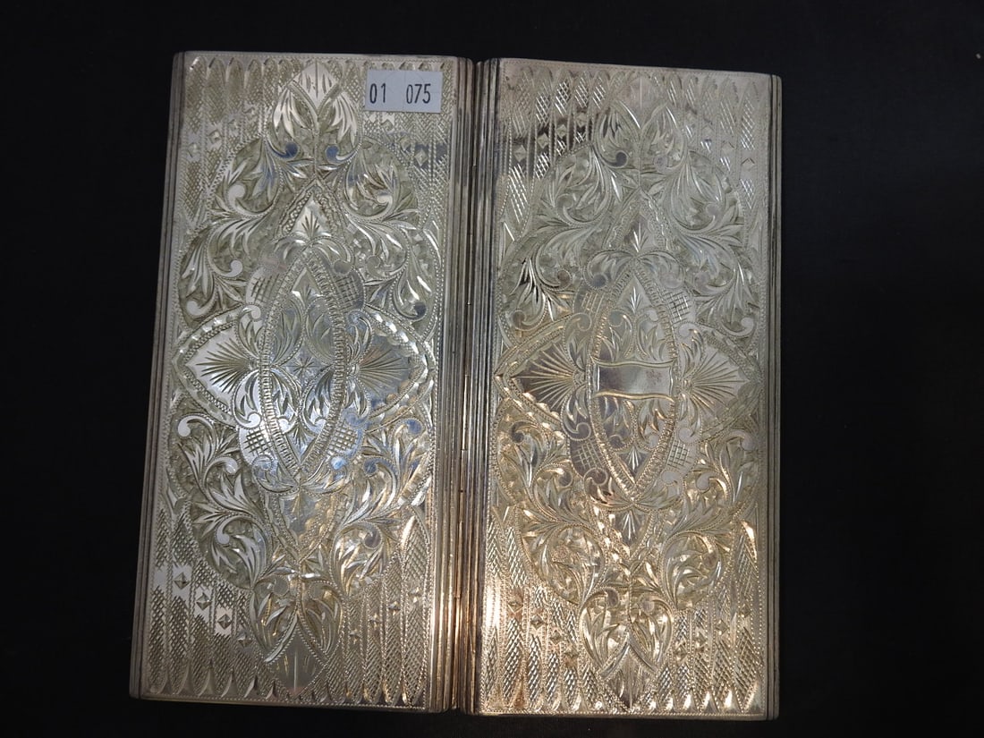 Antique 950 Sterling Silver Etched Cigarette Case - 4
