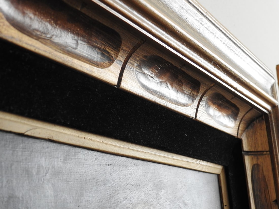 Vintage Oil on Canvas in Wood Frame with Velvet Matting - 3