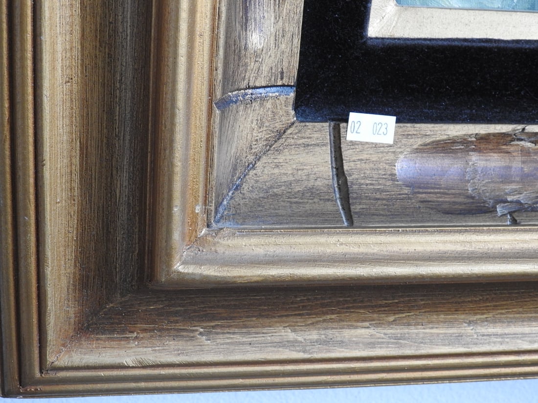 Vintage Oil on Canvas in Wood Frame with Velvet Matting - 2