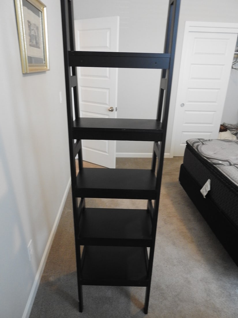 Black Wood Ladder Standing Shelf - 4