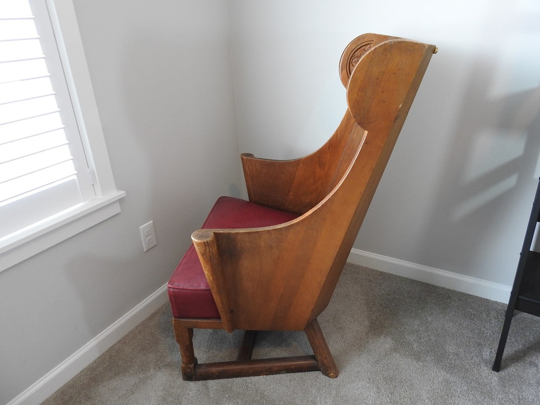 Antique Jamestown Lounge Co. Arts & Crafts Oak Wingback Chair - 12