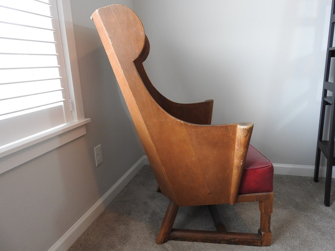 Antique Jamestown Lounge Co. Arts & Crafts Oak Wingback Chair - 9