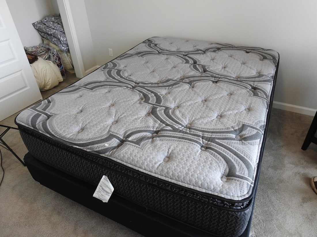 Corsicana Bedding Queen Box Spring and Mattress: Queen-size box spring and mattress by Corsicana Bedding. Approx. 13 x 59 x 80 in.