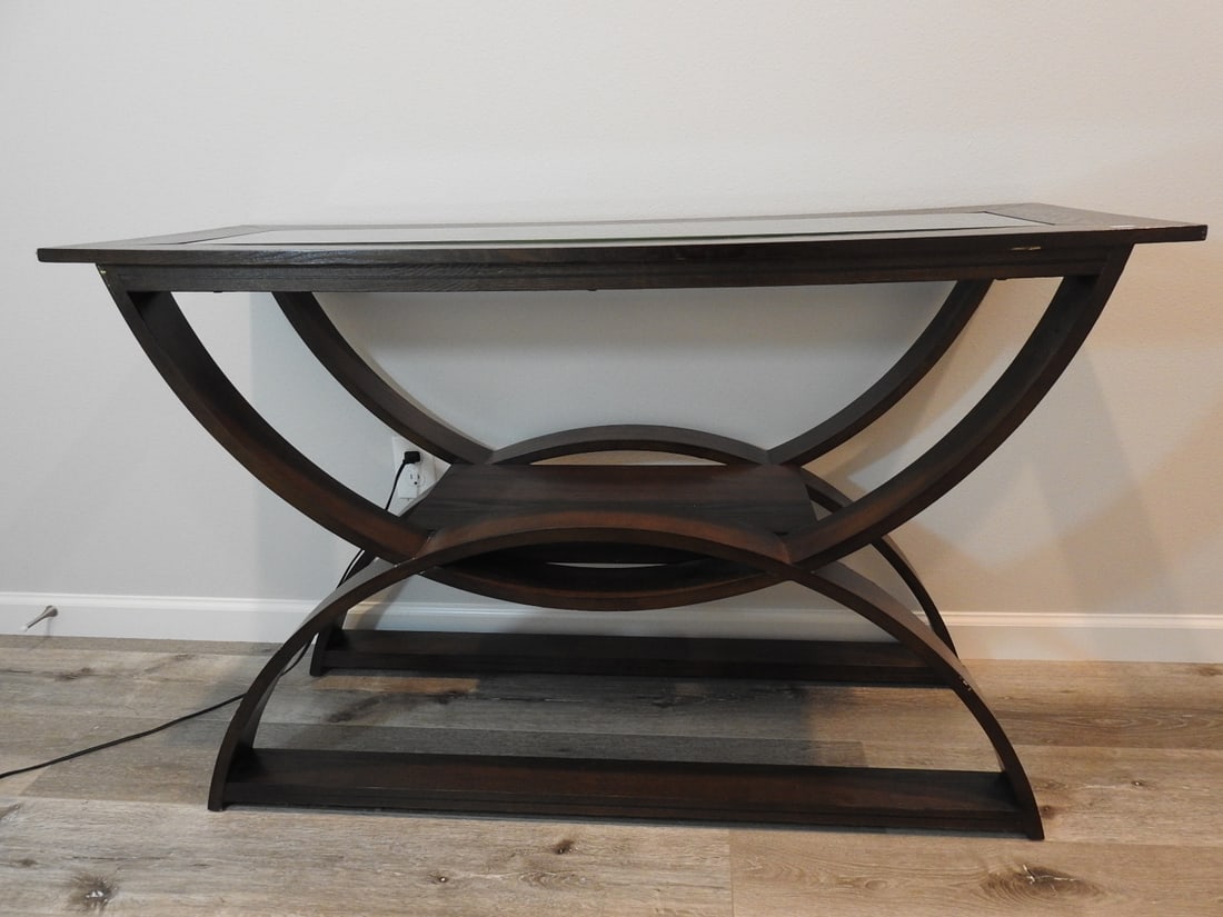 Steve Silver Co. Console Sofa Table: Console/sofa table by Steve Silver Co. with rectangular top and lower shelf form. Approx. 30 x 48 x 18.5 in.