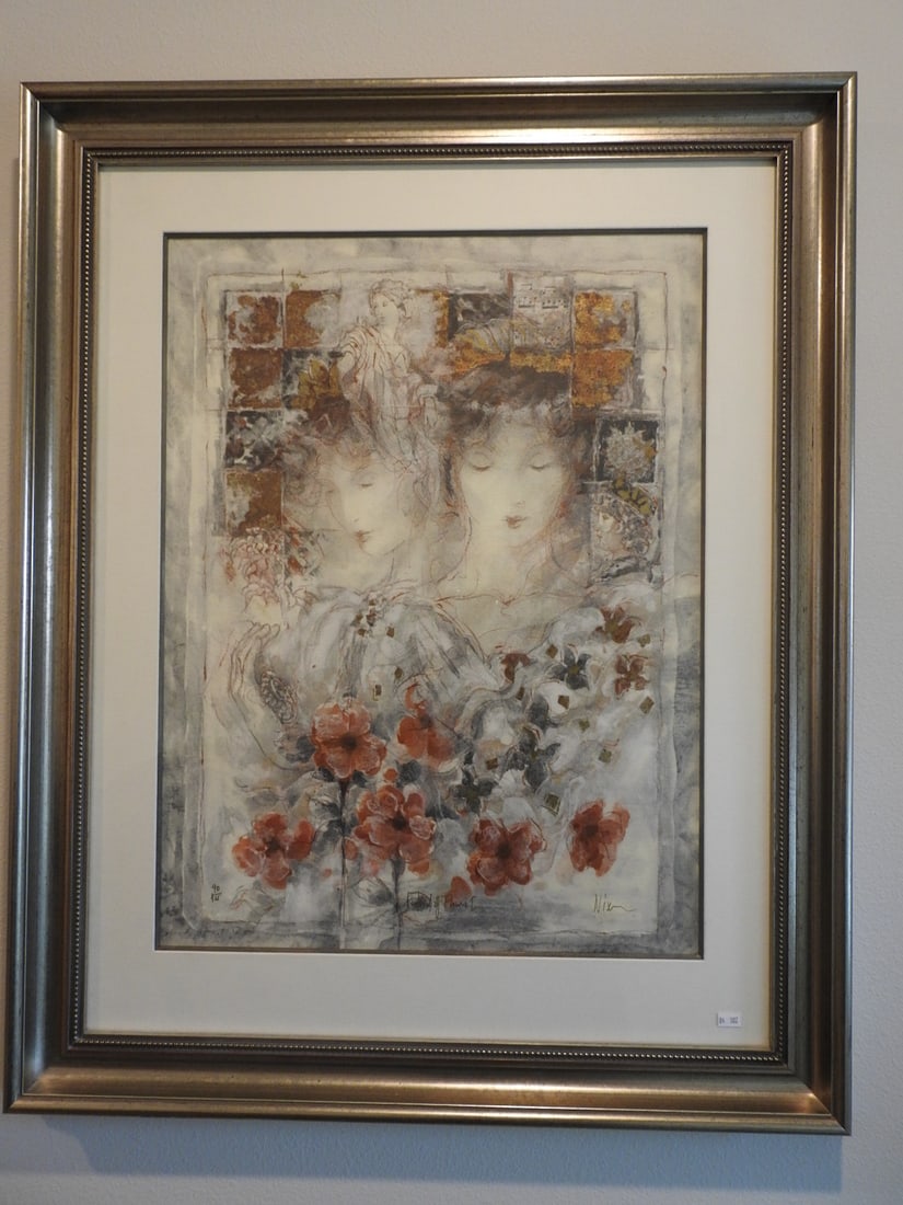 Peter Nixon Festival of Flowers Limited Edition Print 90/425: Limited edition Festival of Flowers artwork by Peter Nixon, copyright 1997, numbered 90/425. Approx. 36 x 29.5 x 2.5 in.