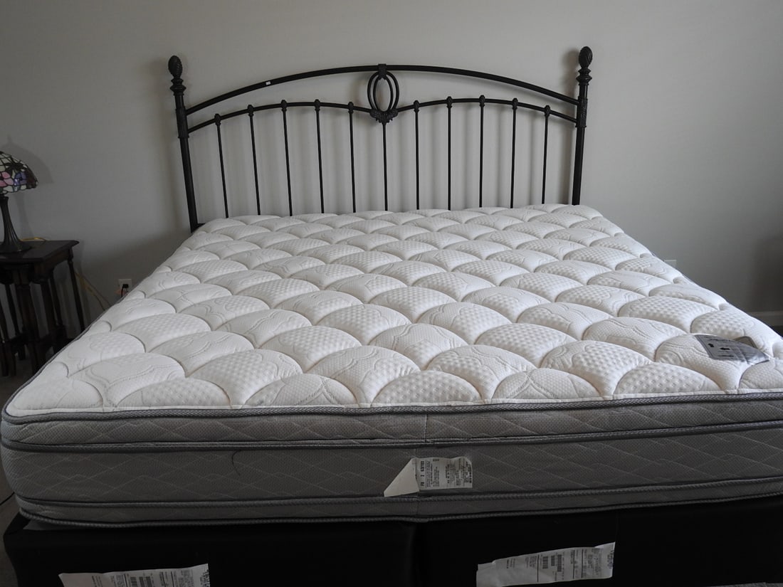 Black Metal Bed Frame with Serta King Mattress - 3