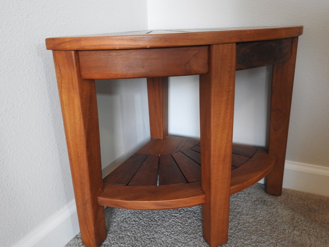 Rising Sun Teakwood Craftsman Style Corner Table - 2