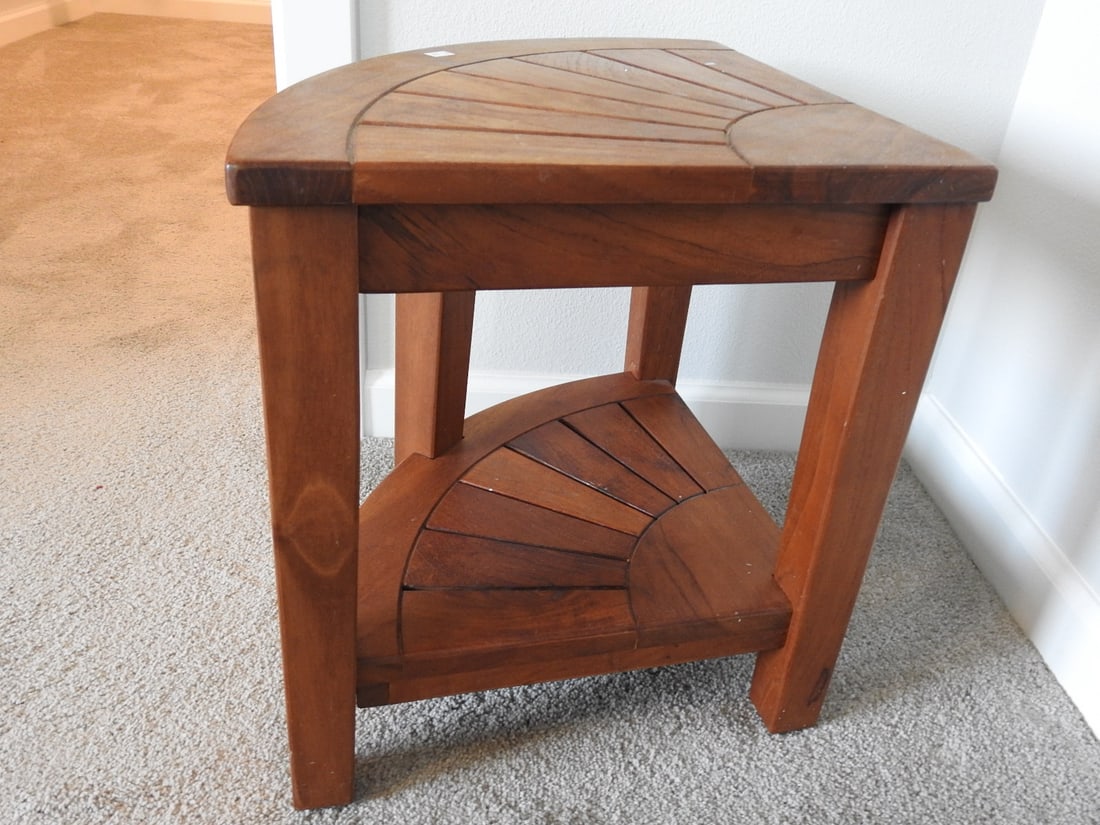 Rising Sun Teakwood Craftsman Style Corner Table - 3