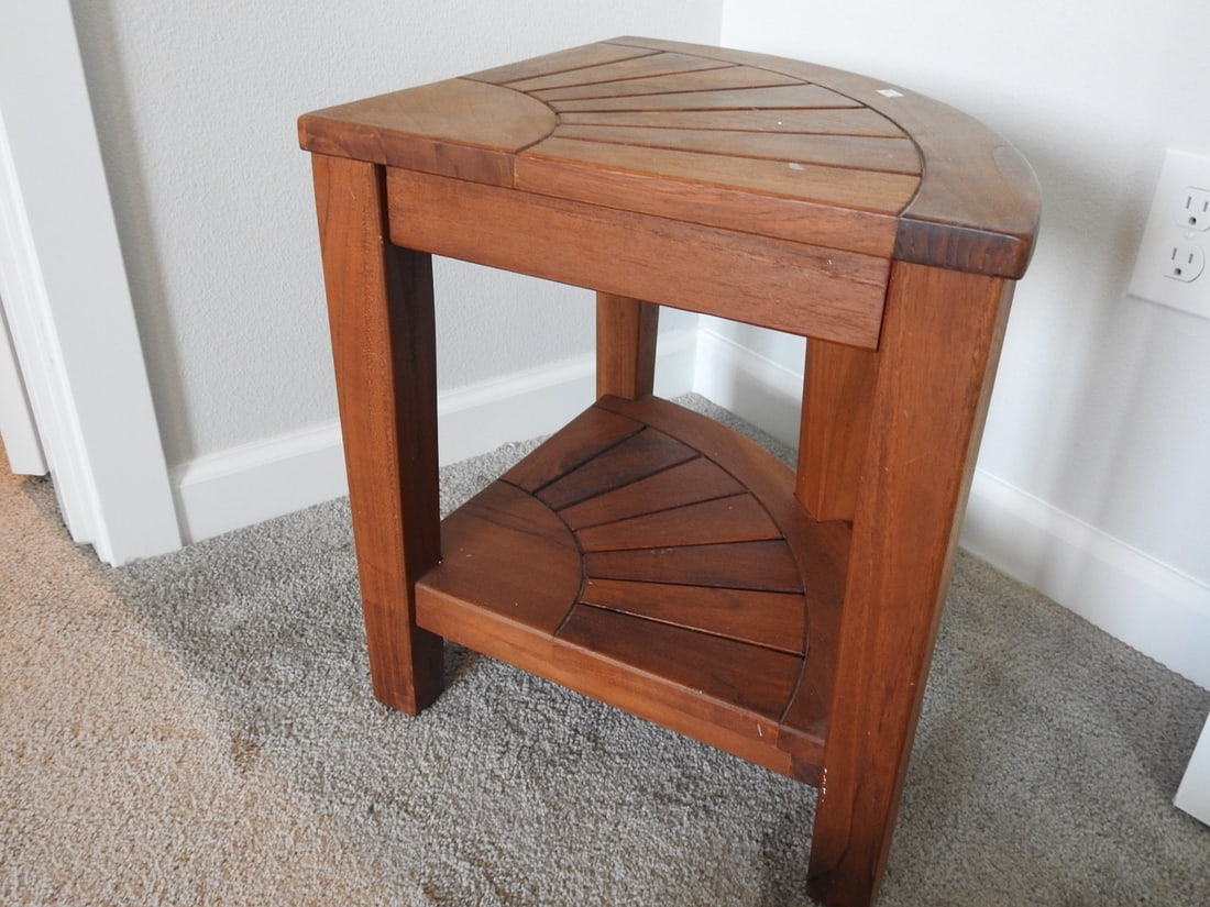 Rising Sun Teakwood Craftsman Style Corner Table - 4