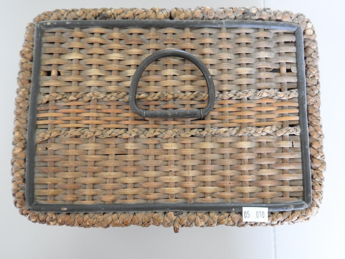 Antique Sewing Basket with Contents - 2