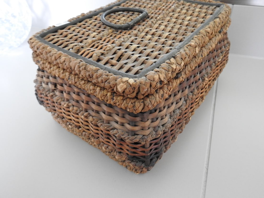 Antique Sewing Basket with Contents - 4