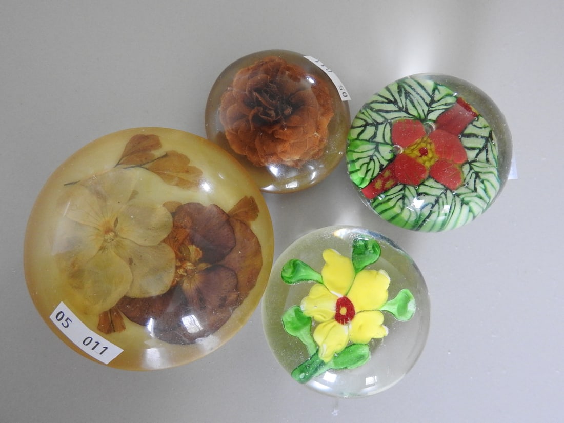 Four Vintage Paperweights, Glass and Acrylic (1 of 5)