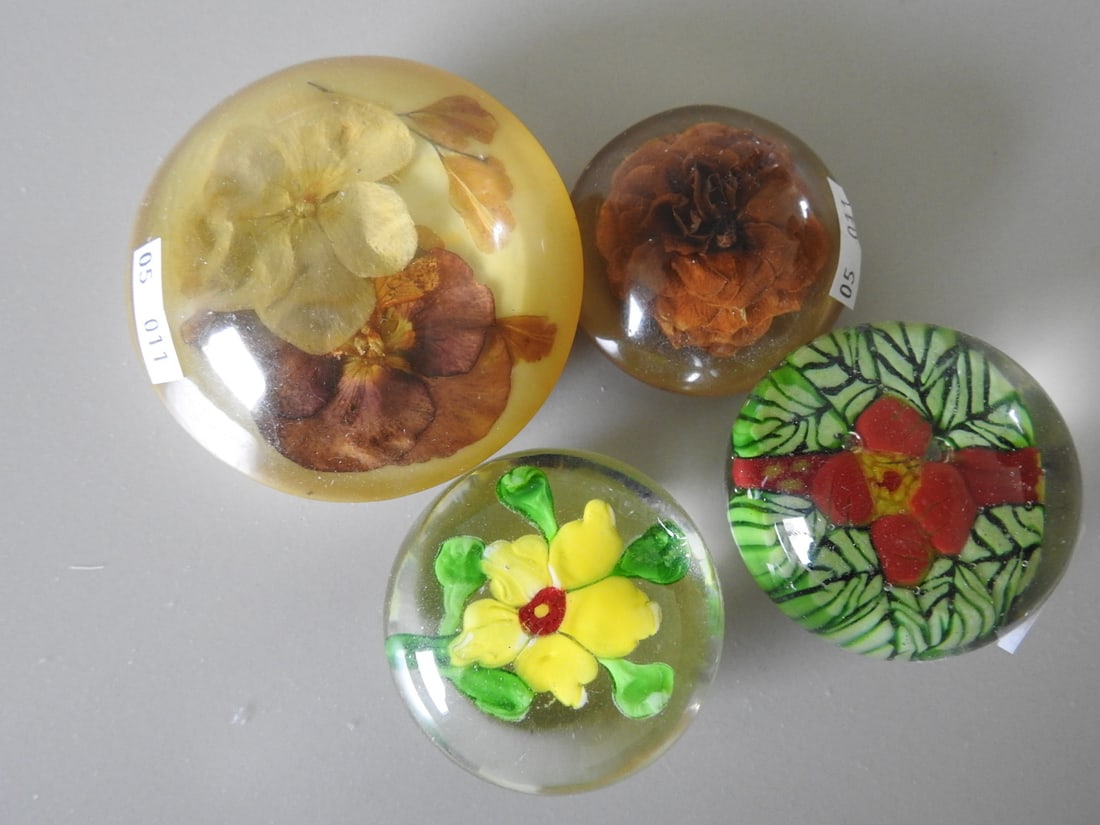 Four Vintage Paperweights, Glass and Acrylic - 2