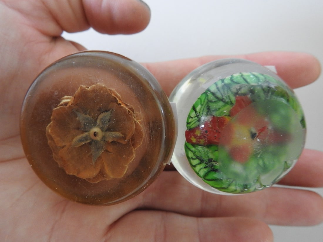 Four Vintage Paperweights, Glass and Acrylic - 3