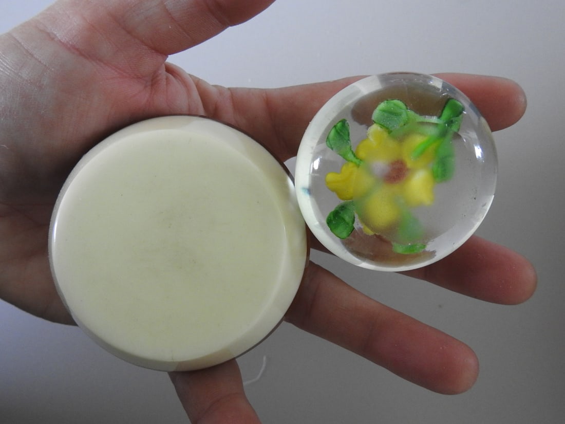 Four Vintage Paperweights, Glass and Acrylic - 4