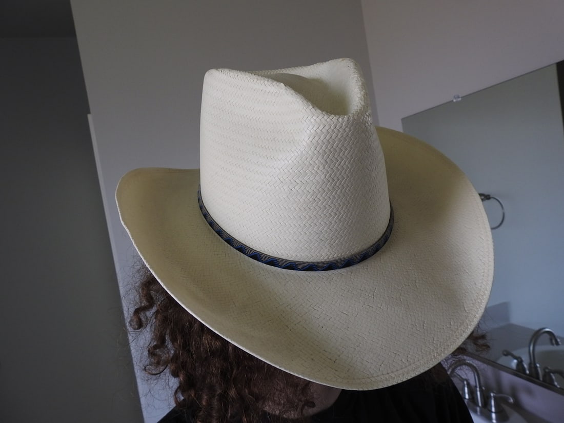 Stetson Hat by Sheplers, Size 59: Stetson hat from Sheplers, marked size 59. Approx. 6 x 13 x 15 in.