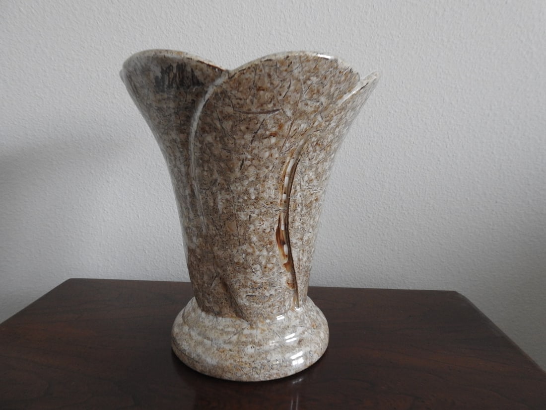 Vintage Haeger Ceramic Vase: Vintage Haeger ceramic vase with glazed pottery form. Approx. 8 x 7 x 7 in.