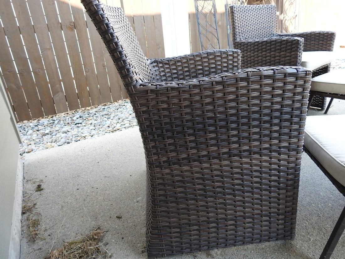 Outdoor Plastic Rattan Patio Chair Set with Side Table - 3