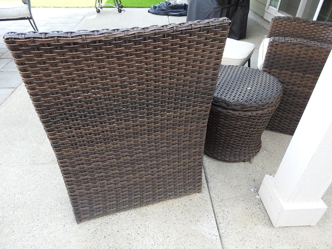 Outdoor Plastic Rattan Patio Chair Set with Side Table - 5