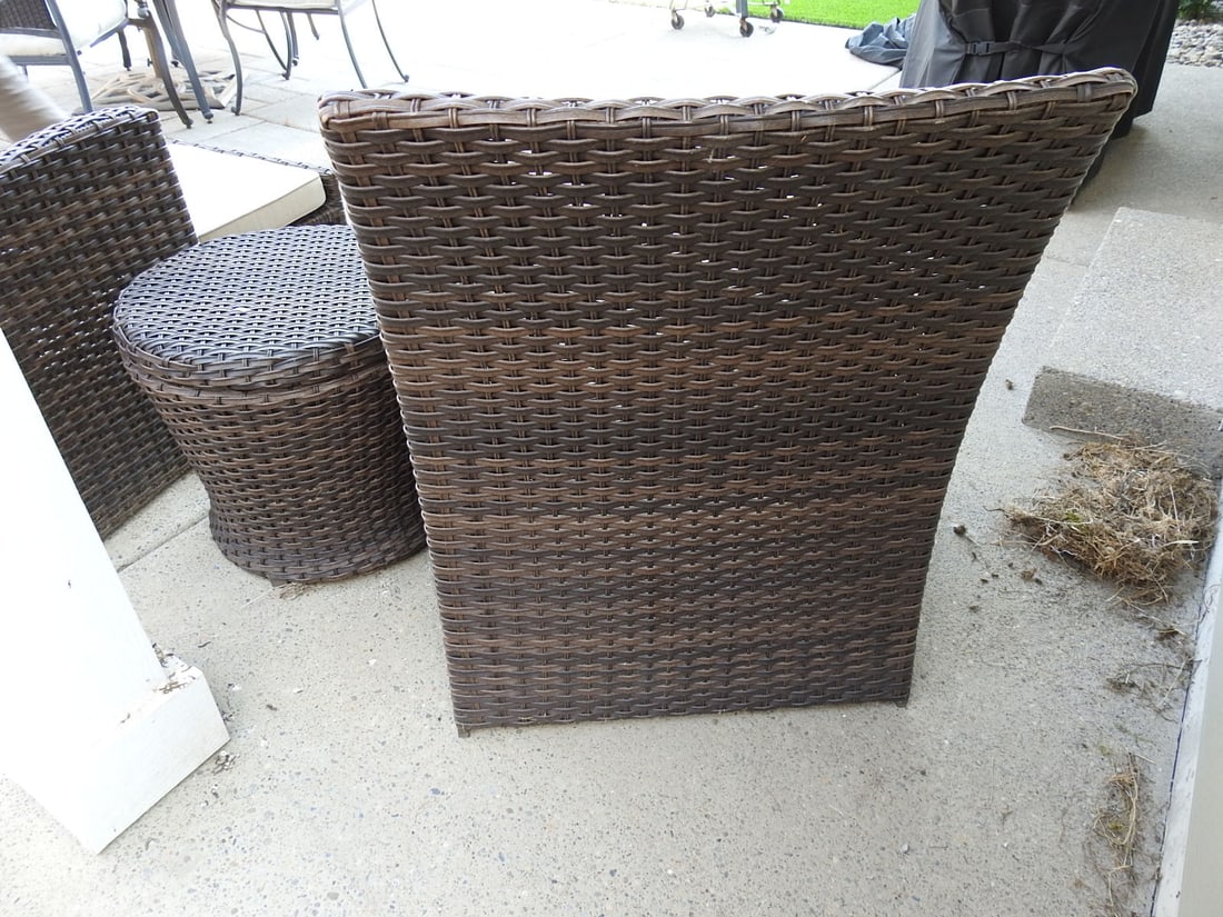 Outdoor Plastic Rattan Patio Chair Set with Side Table - 6