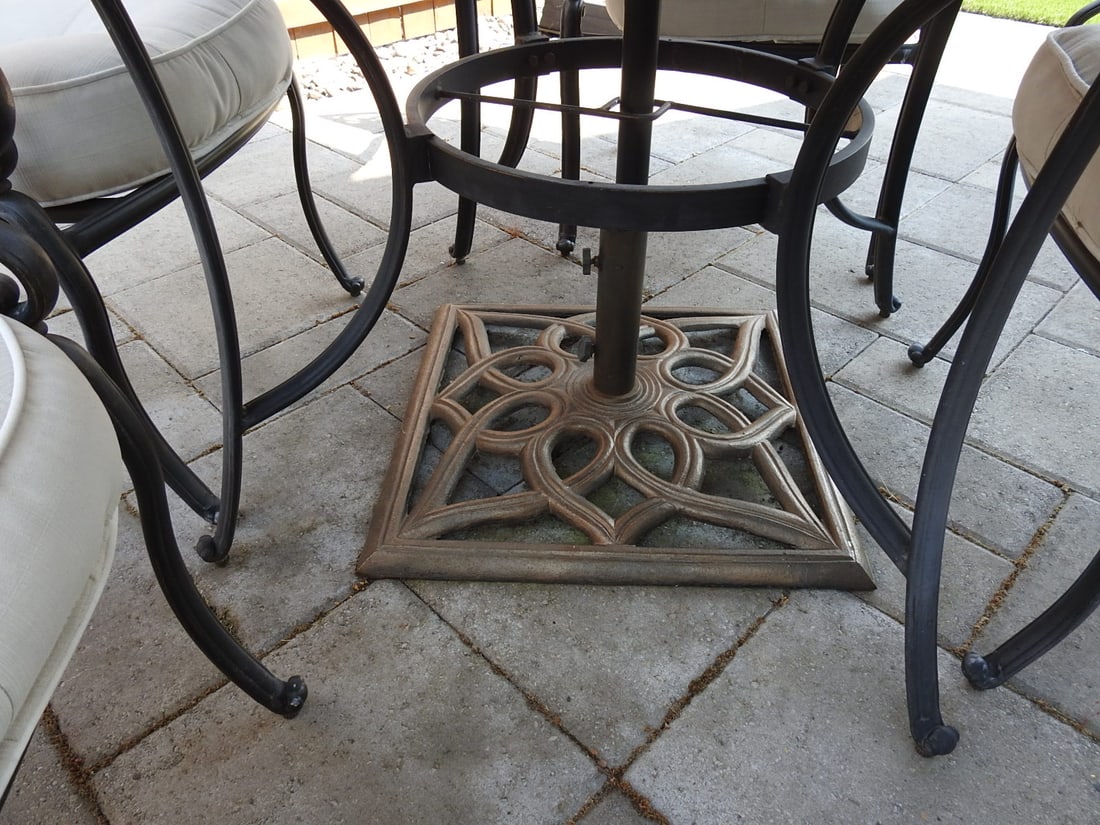 Outdoor Patio Dining Set with Umbrella, Table and Chairs - 3