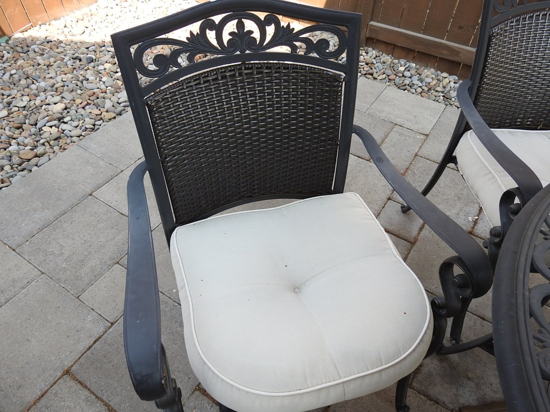 Outdoor Patio Dining Set with Umbrella, Table and Chairs - 4