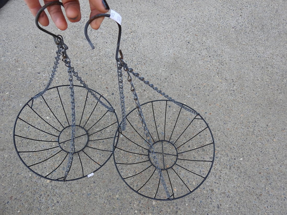 Pair of Metal Bicycle-Style Hanging Garden Baskets (1 of 2)