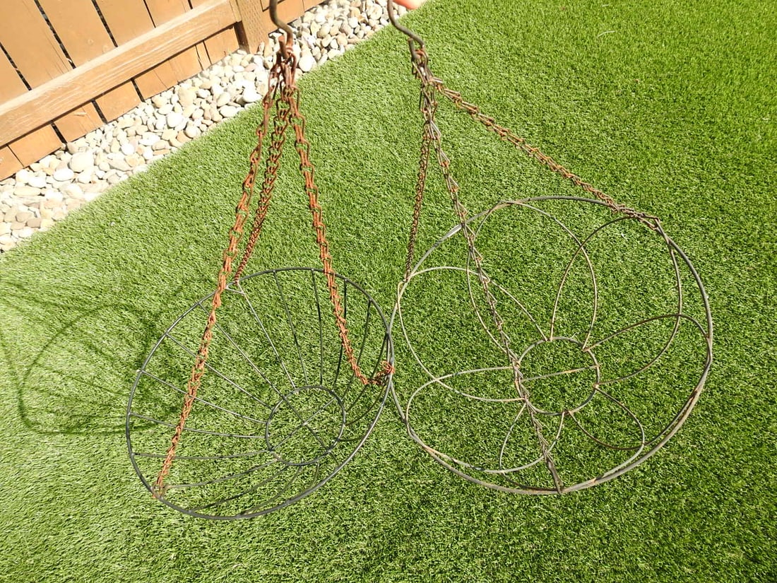 Pair of Metal Hanging Garden Basket Planters - 2