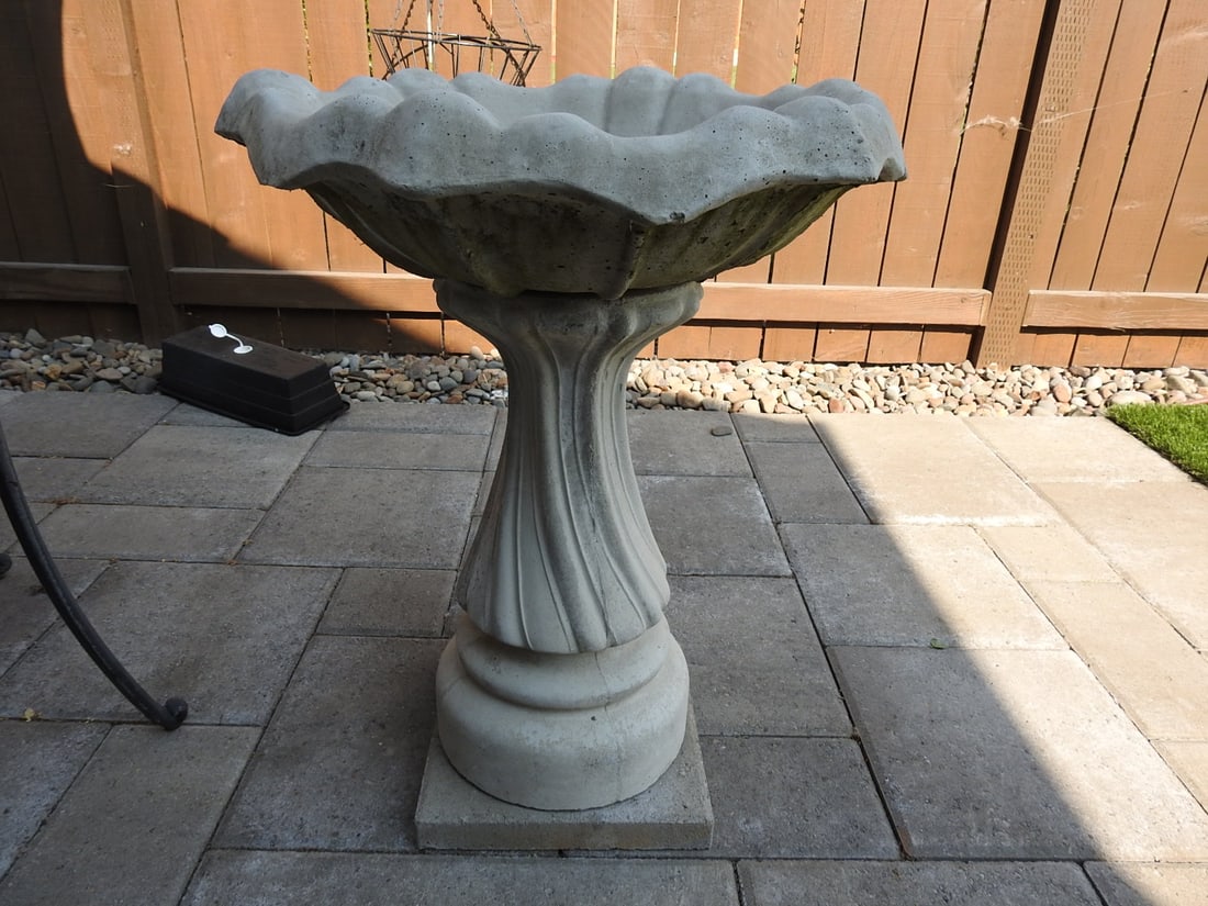 Concrete Bird Bath with Pedestal Base - 2