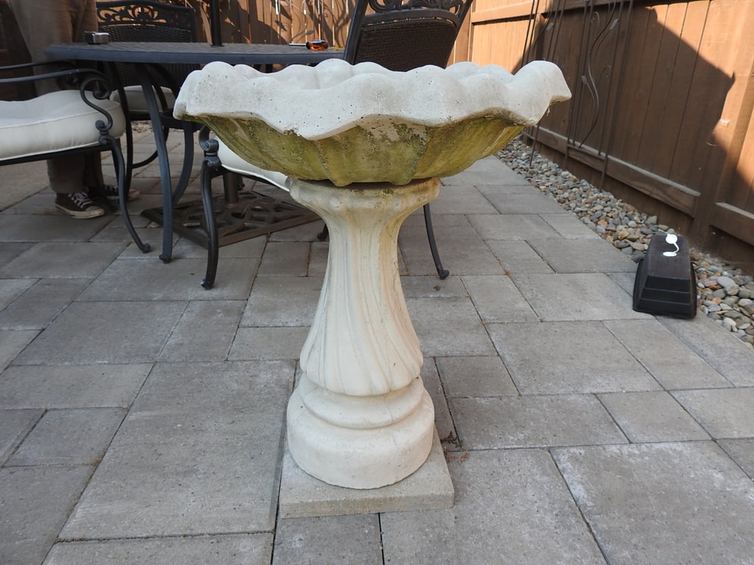 Concrete Bird Bath with Pedestal Base - 3