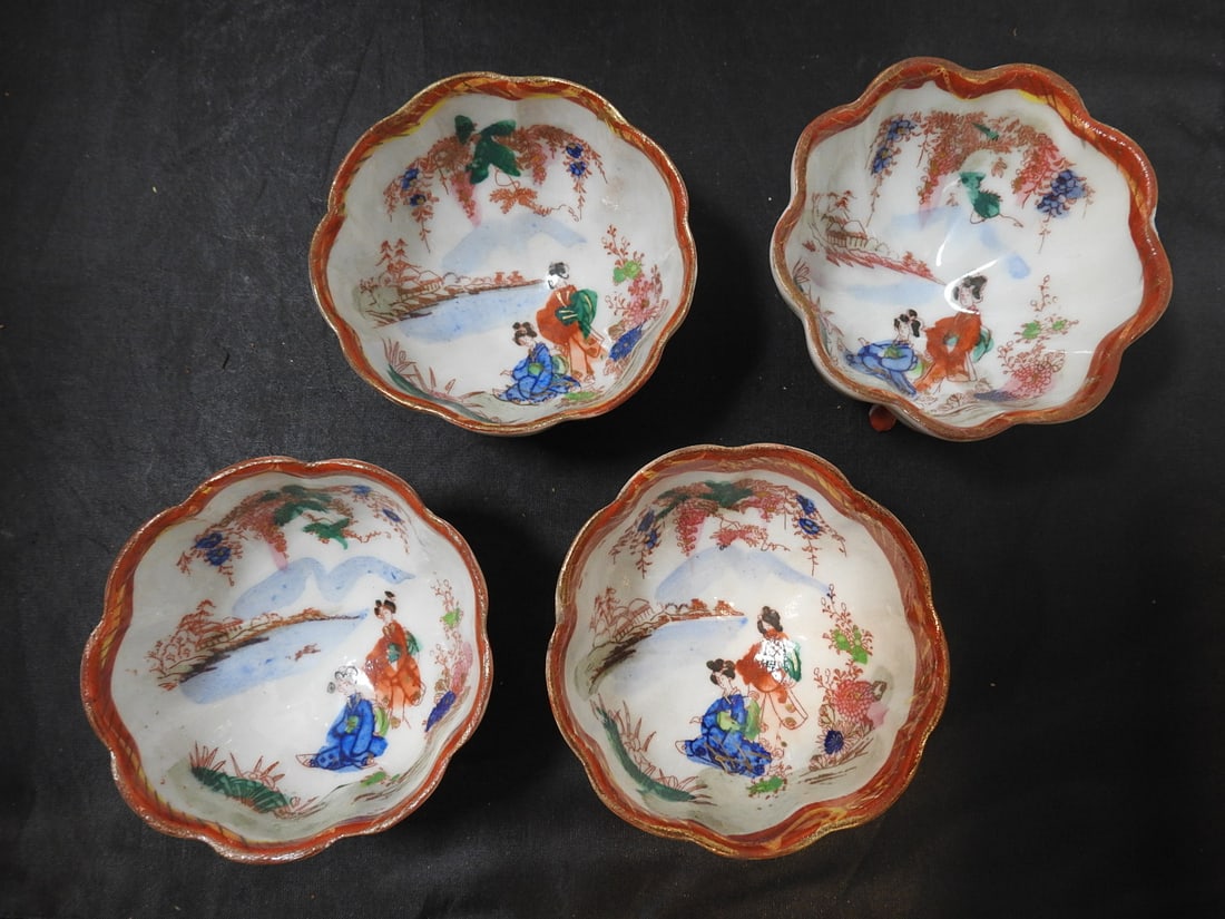 Vintage Japanese Hand-Painted Porcelain Bowl Set - 2