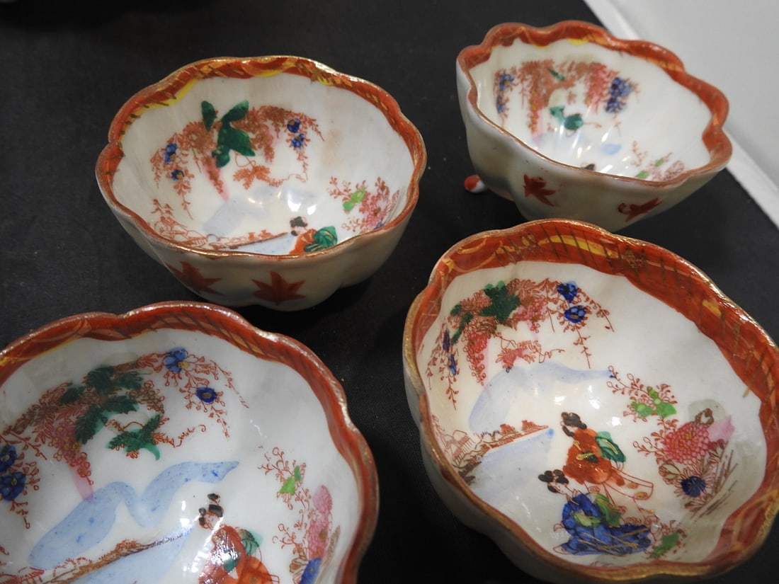 Vintage Japanese Hand-Painted Porcelain Bowl Set - 3