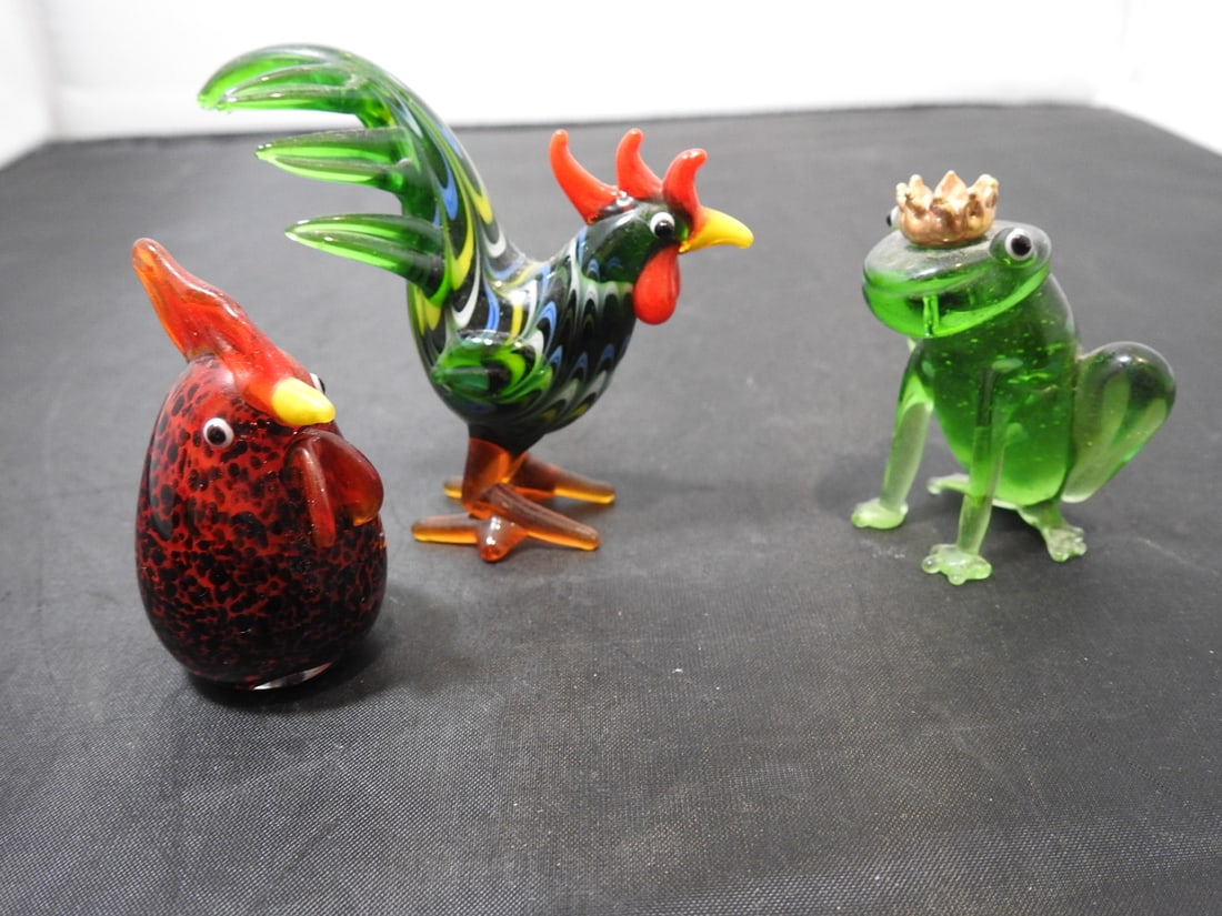 Three Hand-Blown Glass Bird and Figural Pieces (1 of 4)