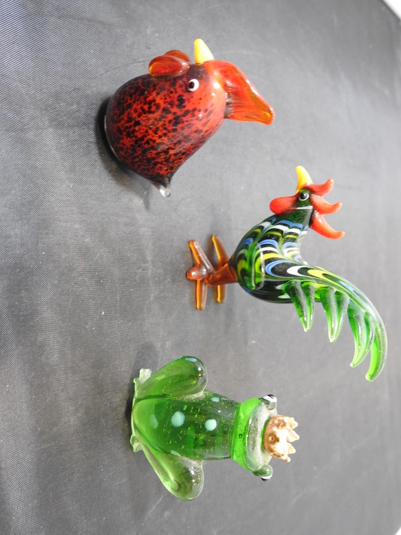 Three Hand-Blown Glass Bird and Figural Pieces - 2