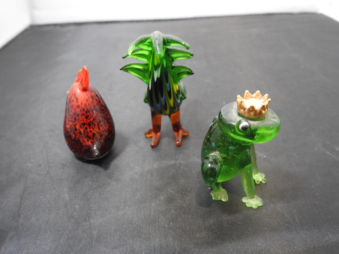 Three Hand-Blown Glass Bird and Figural Pieces - 3