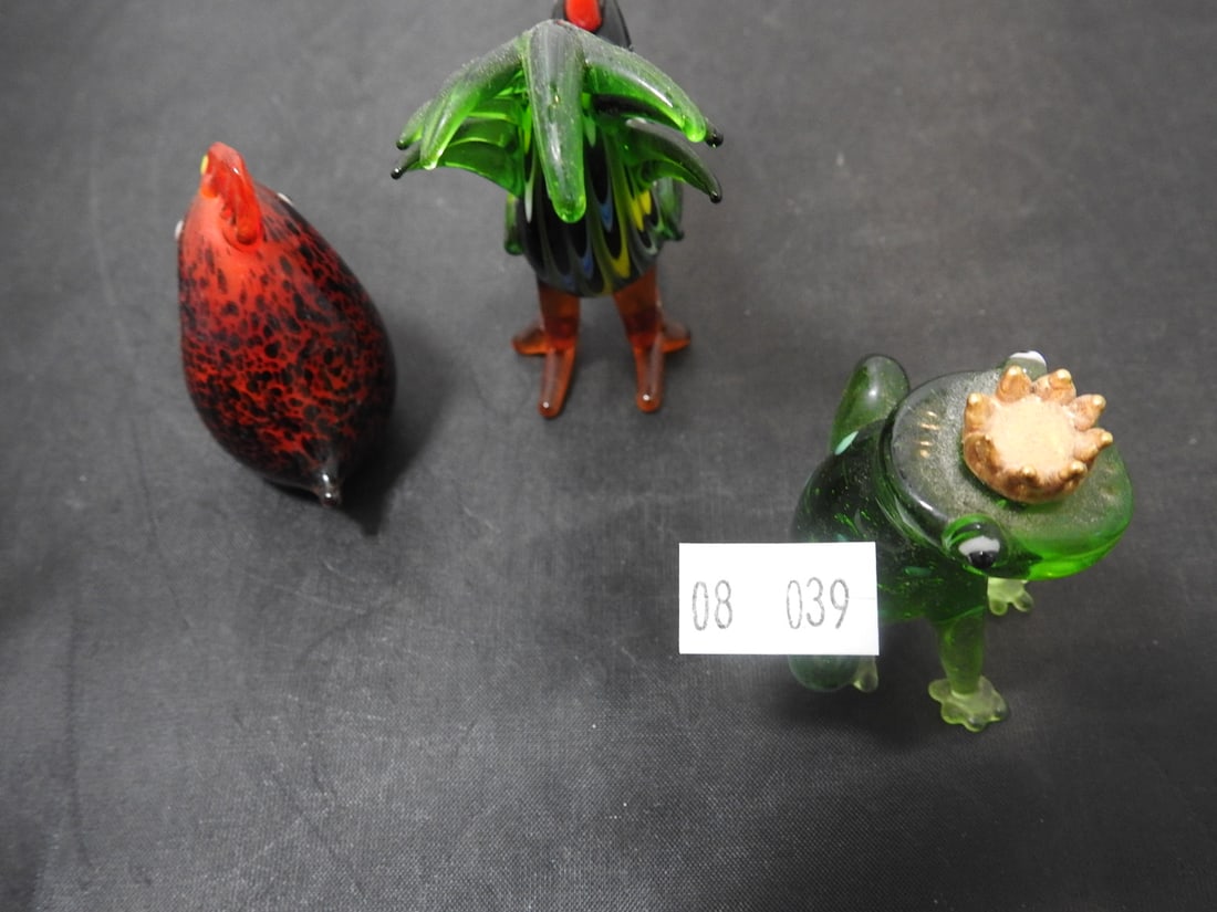 Three Hand-Blown Glass Bird and Figural Pieces - 4