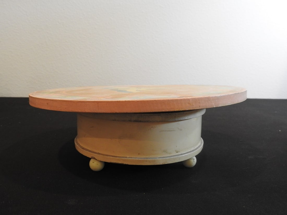 Vintage Hand-Painted Matches, Key Holder and Musical Cake Stand - 2