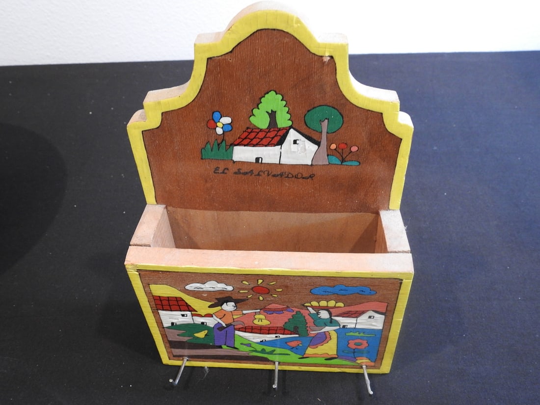 Vintage Hand-Painted Matches, Key Holder and Musical Cake Stand - 5