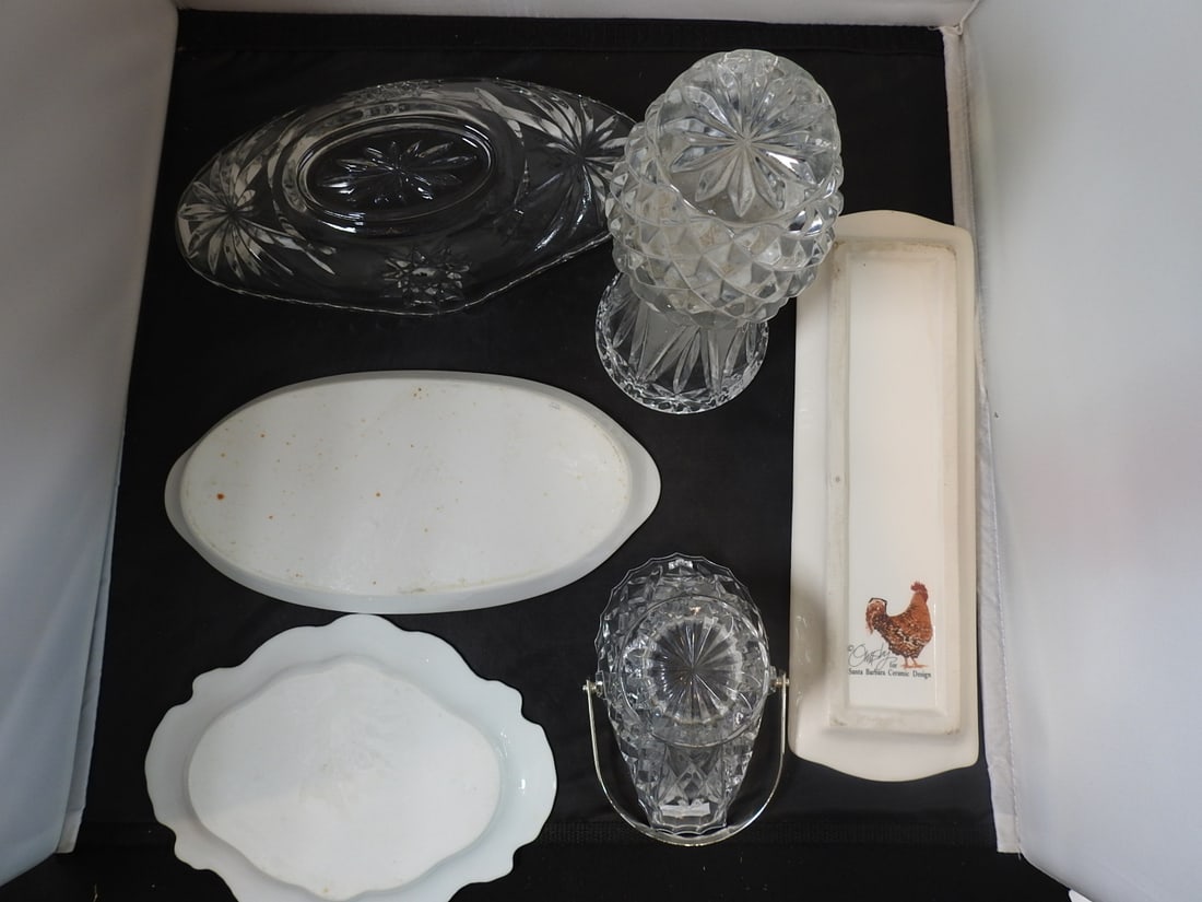Pressed Glass and Porcelain Serving Dishes - 2