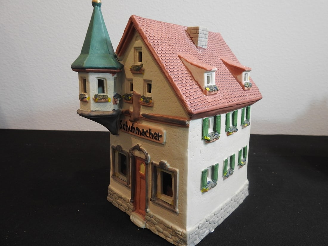 Two Vintage Hand-Painted Porcelain Village Buildings - 2