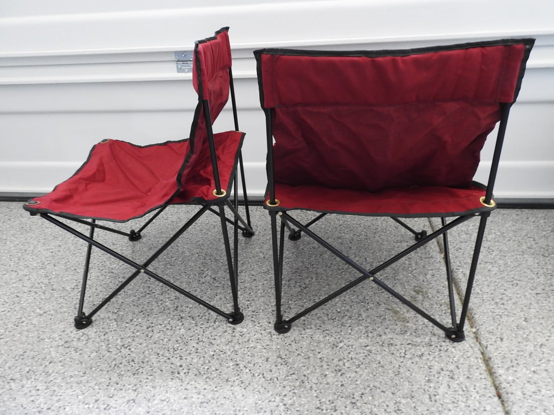 Pair of Red Camping Chairs - 2