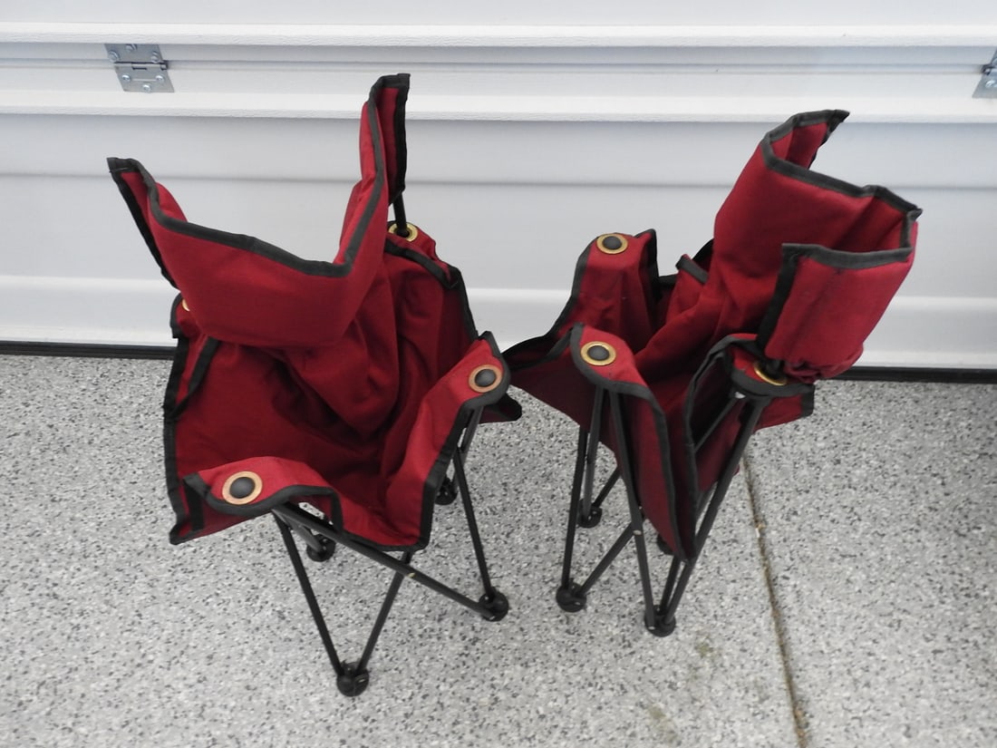 Pair of Red Camping Chairs - 3
